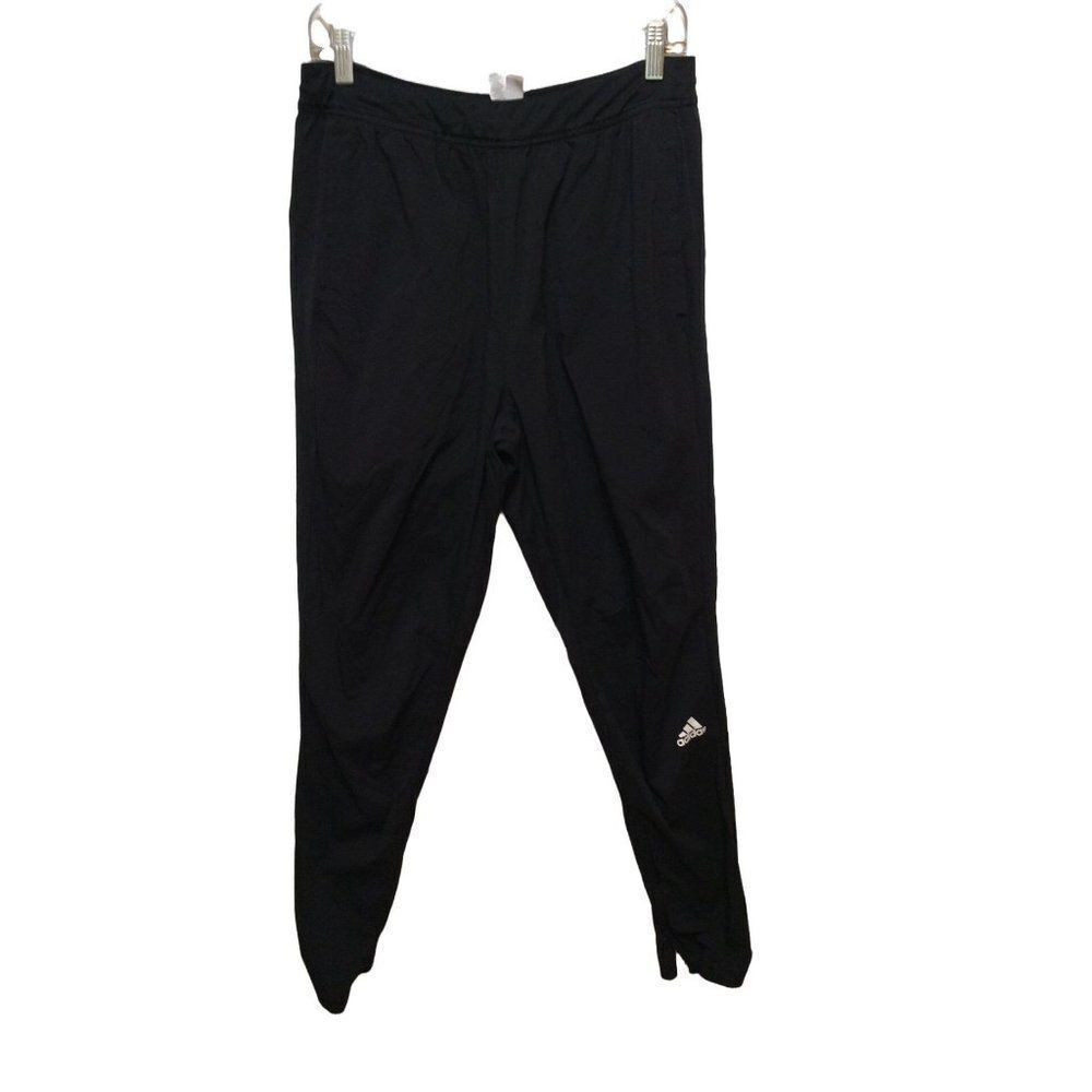 ADIDAS Zipper at Ankle  Elastic Waist Large Black Nylon Spandex Jogger Pants Men